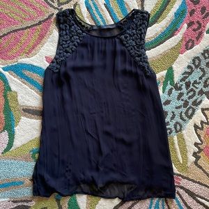 Zara sheer black embroidered tank